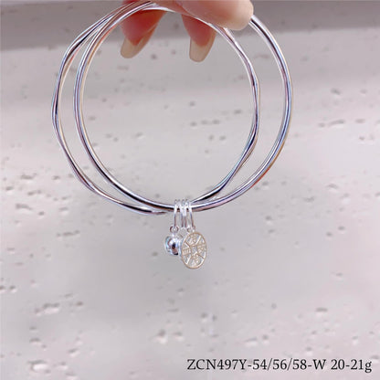 Chinese style double circle sterling silver bracelet - jewelry - weilin.com