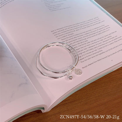 Chinese style double circle sterling silver bracelet - jewelry - weilin.com