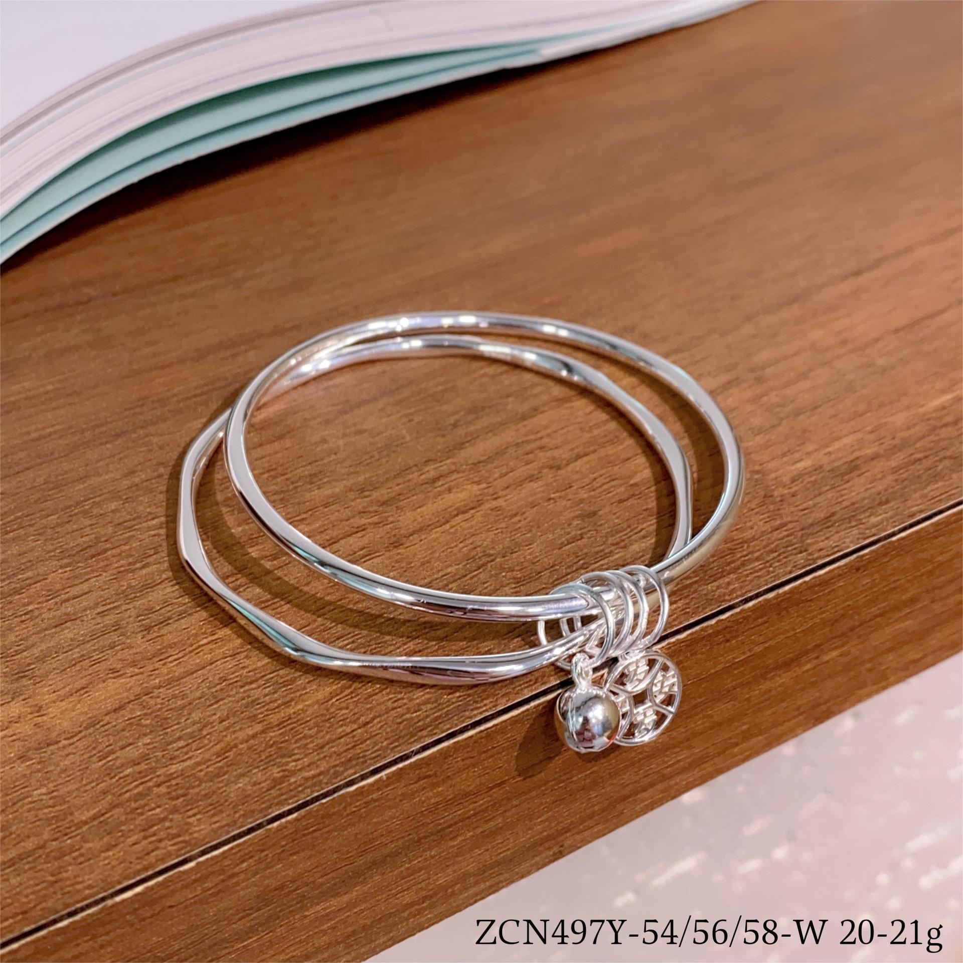 Chinese style double circle sterling silver bracelet - jewelry - weilin.com