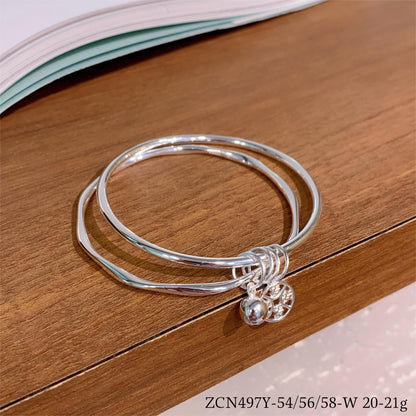 Chinese style double circle sterling silver bracelet - jewelry - weilin.com