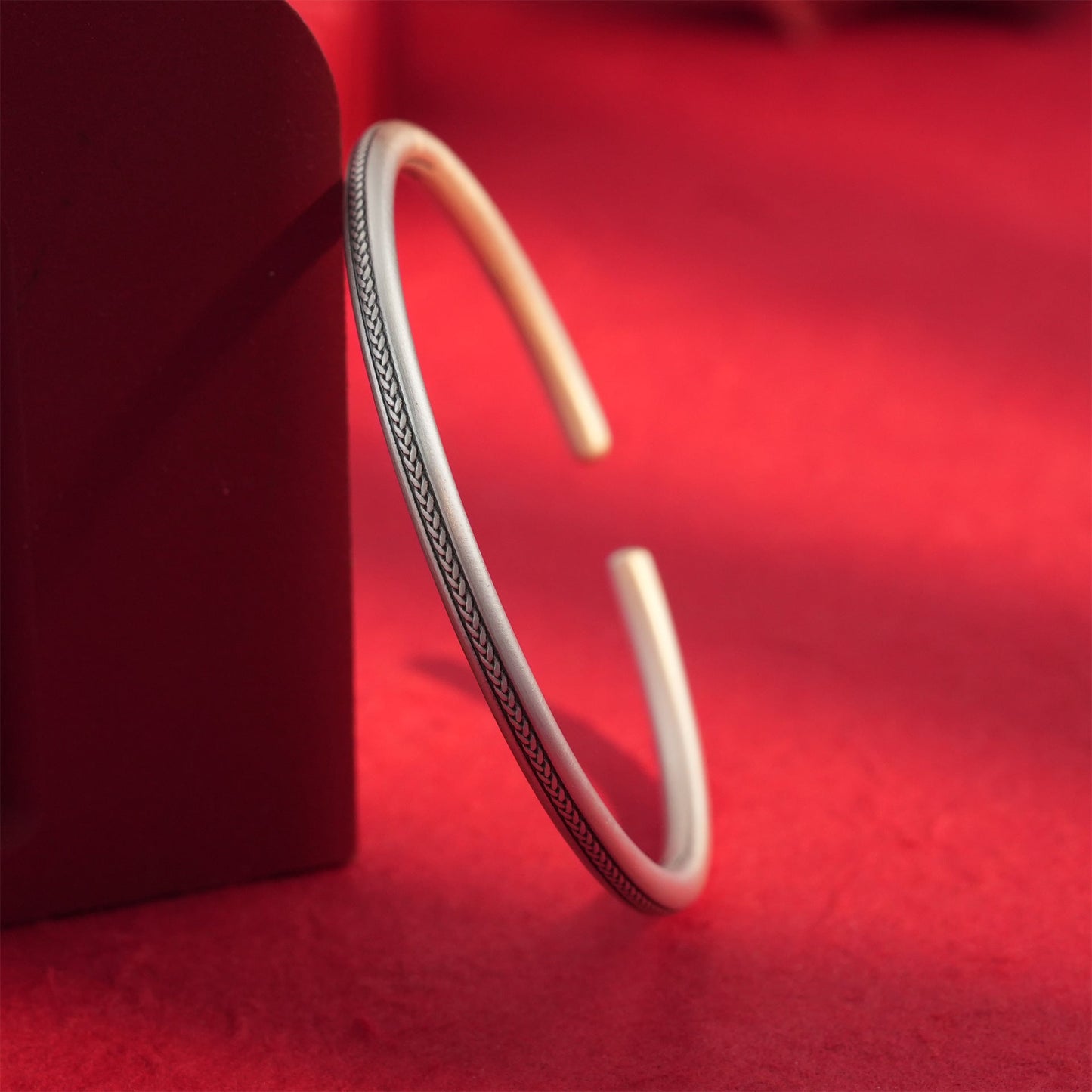 Chinese style double - sided twisted wire sterling silver bracelet - jewelry - weilin.com