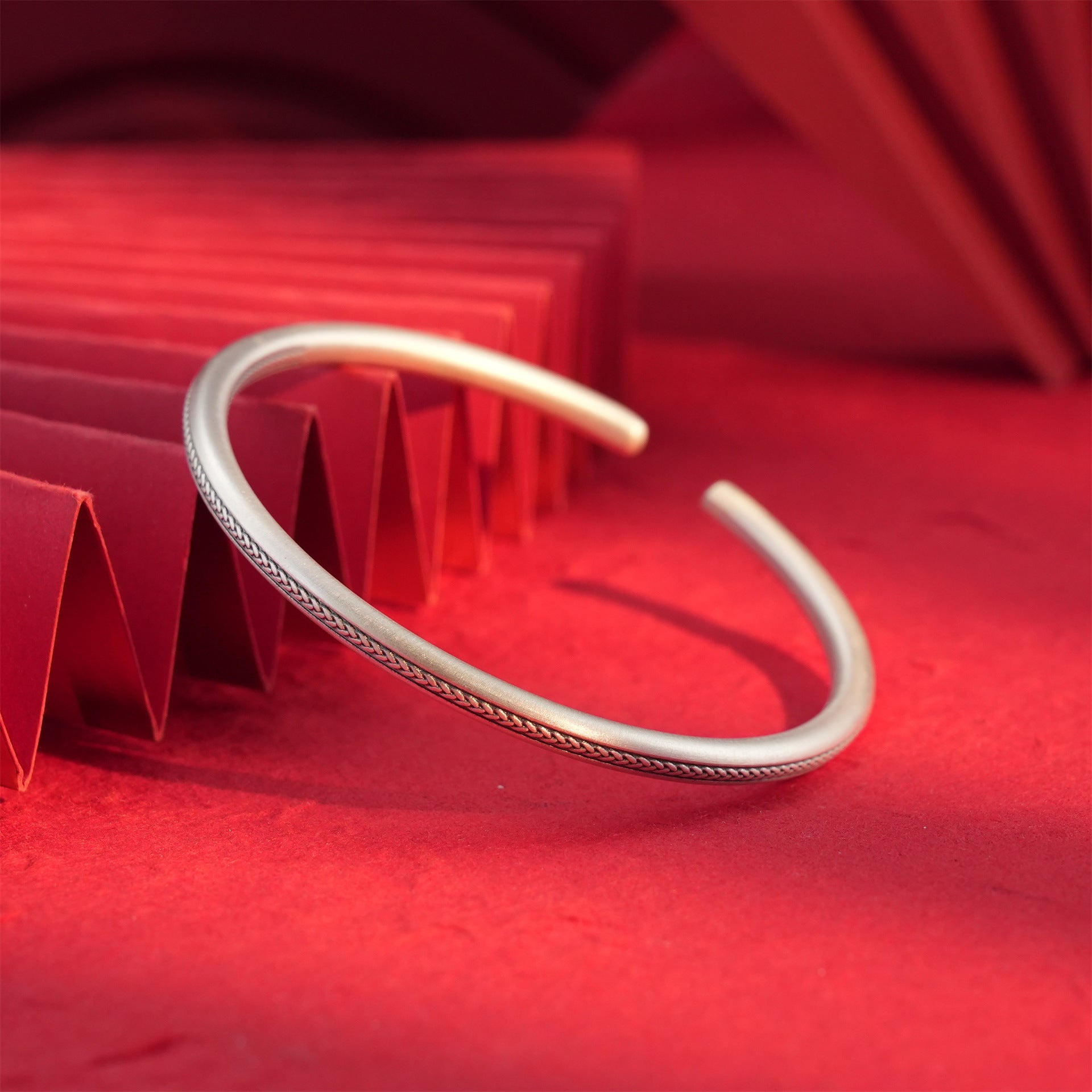 Chinese style double - sided twisted wire sterling silver bracelet - jewelry - weilin.com