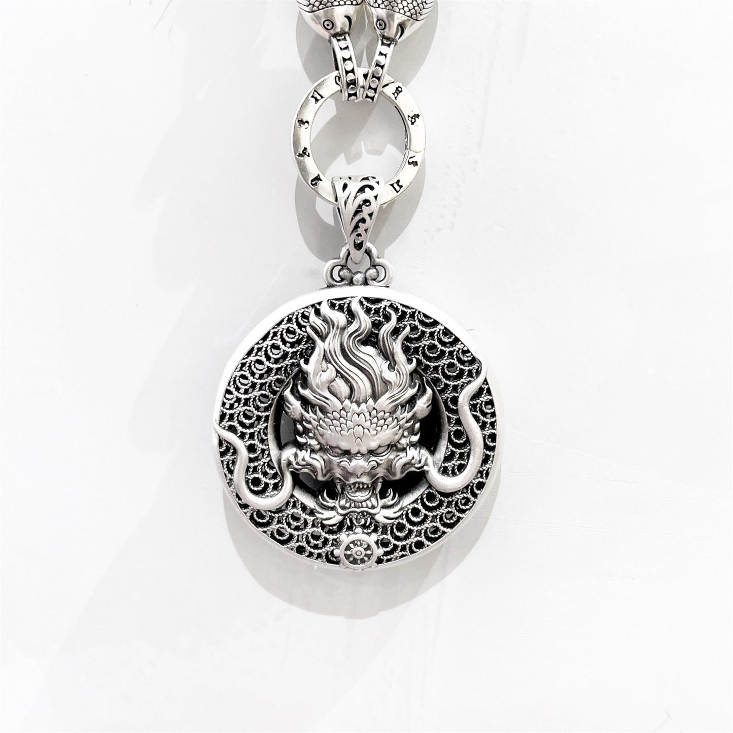 Chinese style dragon sterling silver pendant - jewelry - weilin.com