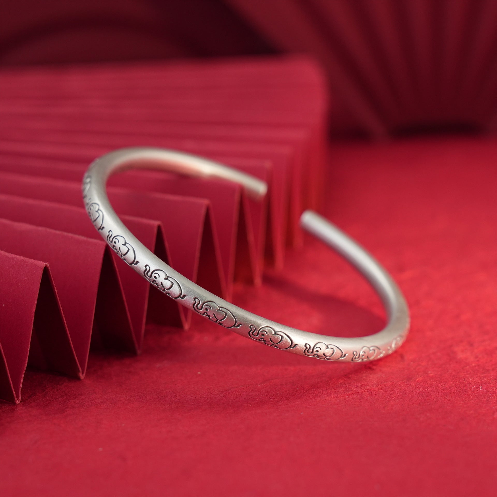 Chinese style elephant stick sterling silver bracelet - jewelry - weilin.com