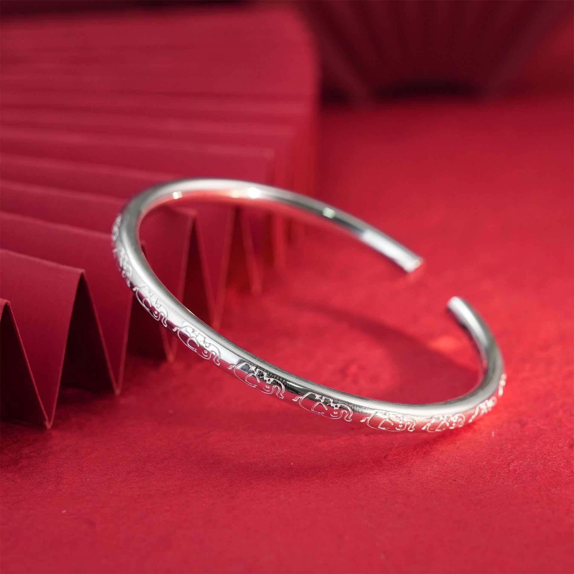 Chinese style elephant stick sterling silver bracelet - jewelry - weilin.com