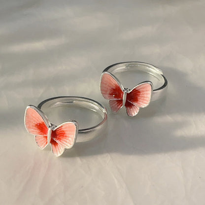 Chinese style enamel butterfly sterling silver ring - jewelry - weilin.com