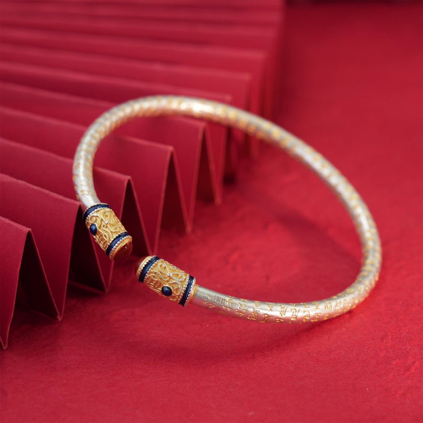 Chinese style enamel Tibetan silver bracelet - jewelry - weilin.com
