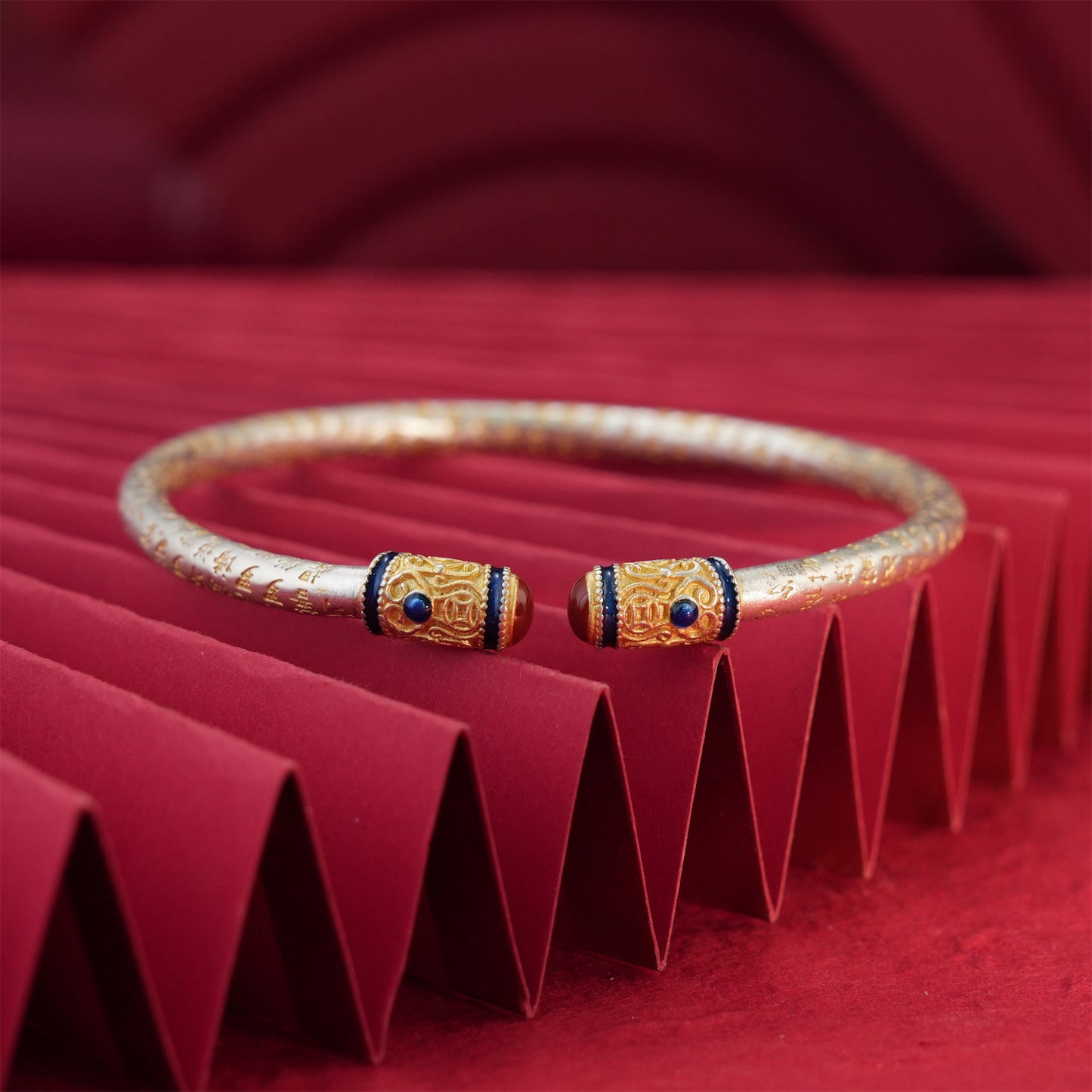 Chinese style enamel Tibetan silver bracelet - jewelry - weilin.com