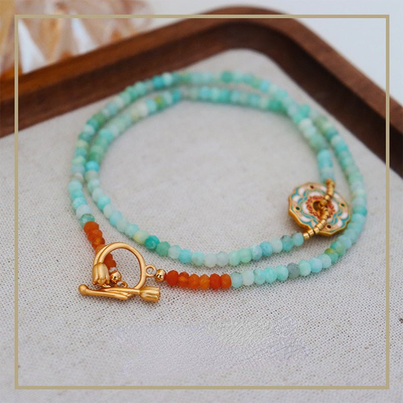 Chinese style fashionable colorful flower beaded necklace - jewelry - weilin.com