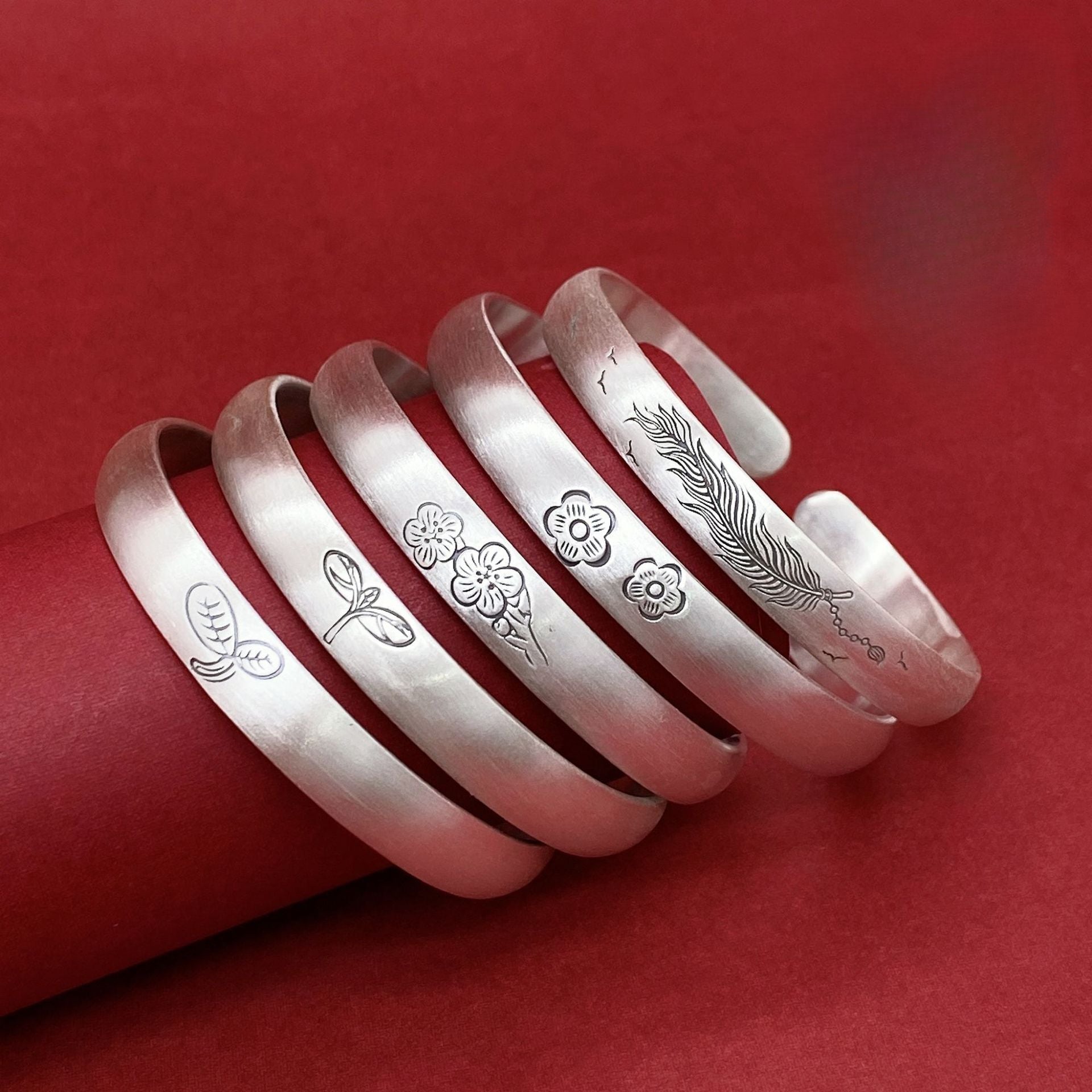 Chinese style feather sterling silver bracelet - jewelry - weilin.com