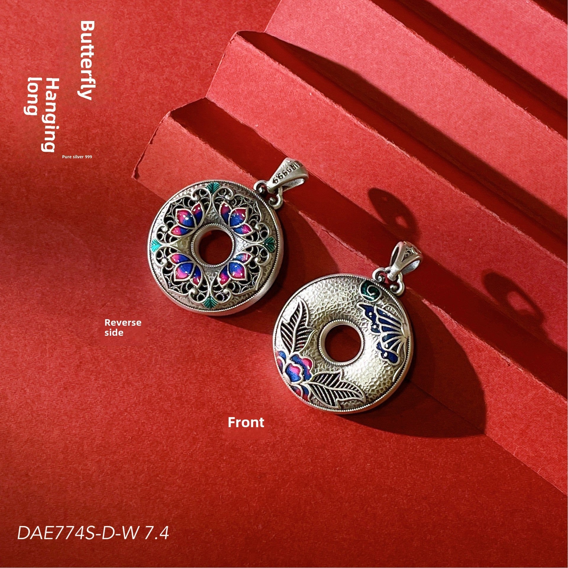 Chinese style filigree butterfly sterling silver pendant - jewelry - weilin.com