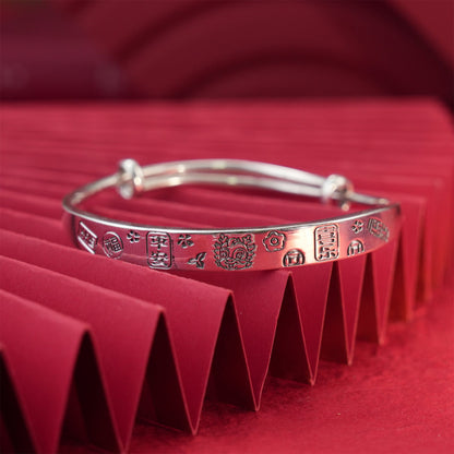 Chinese style flat auspicious dragon blessing bracelet - jewelry - weilin.com