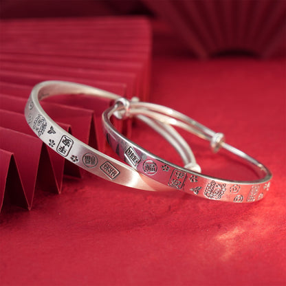 Chinese style flat auspicious dragon blessing bracelet - jewelry - weilin.com