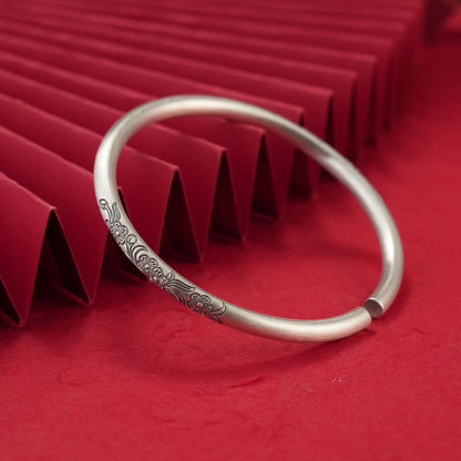 Chinese style flower sterling silver bracelet - jewelry - weilin.com