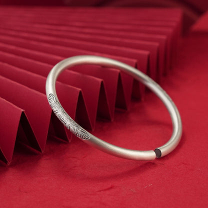 Chinese style flower sterling silver bracelet - jewelry - weilin.com