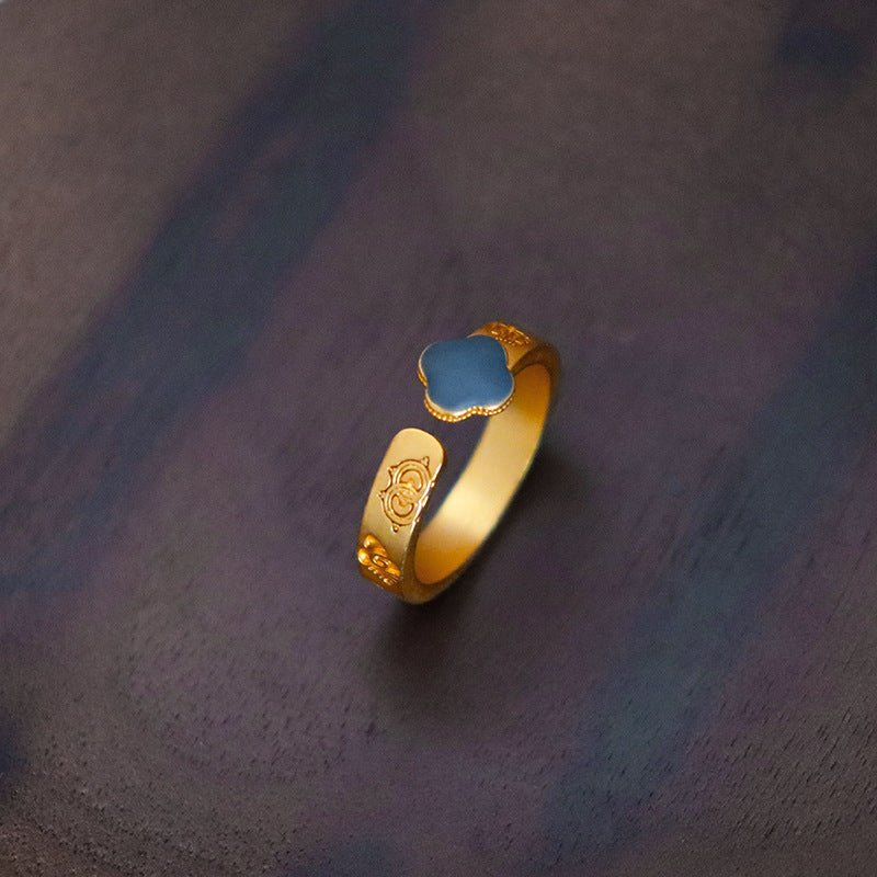 Chinese style four - leaf clover open ring - jewelry - weilin.com