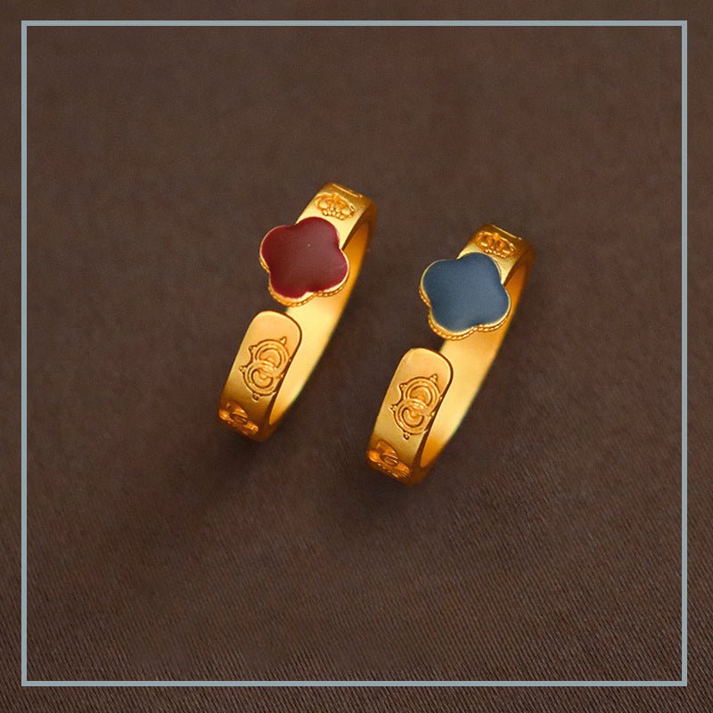 Chinese style four - leaf clover open ring - jewelry - weilin.com