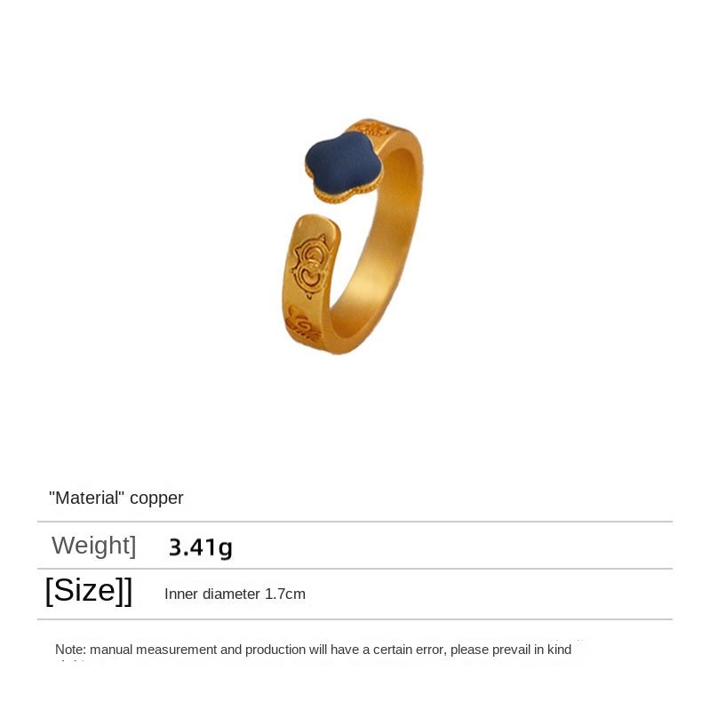 Chinese style four - leaf clover open ring - jewelry - weilin.com