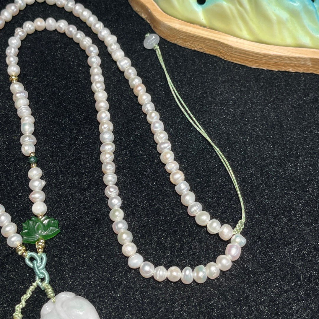 Chinese style freshwater pearl jadeite necklace - jewelry - weilin.com