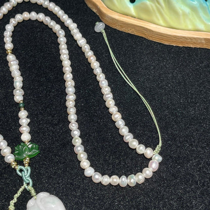 Chinese style freshwater pearl jadeite necklace - jewelry - weilin.com