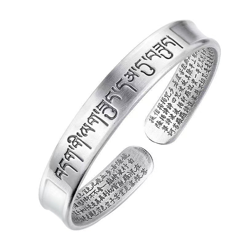 Chinese style frosted Tibetan sterling silver bracelet - jewelry - weilin.com
