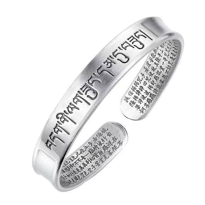 Chinese style frosted Tibetan sterling silver bracelet - jewelry - weilin.com