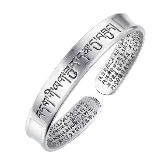 Chinese style frosted Tibetan sterling silver bracelet - jewelry - weilin.com