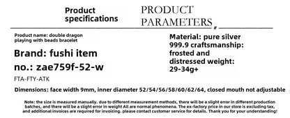 Chinese style gold double dragon playing with pearl sterling silver bracelet - jewelry - weilin.com