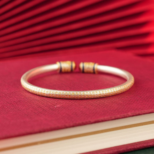 Chinese style gold enamel sterling silver bracelet - jewelry - weilin.com