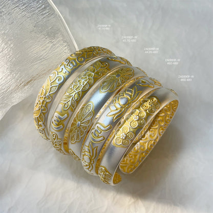 Chinese style gold - painted plum blossom sterling silver bracelet - jewelry - weilin.com