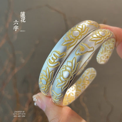 Chinese style gold - painted plum blossom sterling silver bracelet - jewelry - weilin.com
