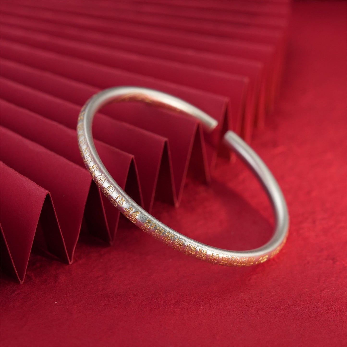 Chinese style gold - painted sterling silver bracelet - jewelry - weilin.com