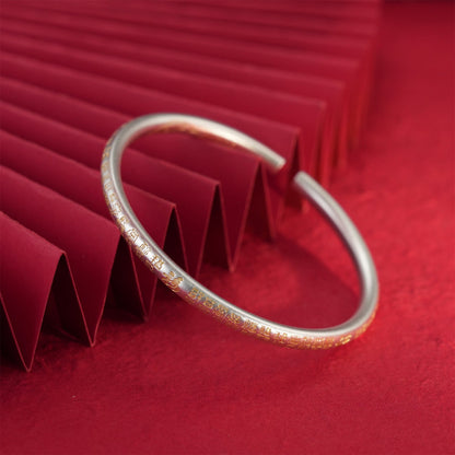 Chinese style gold - painted sterling silver bracelet - jewelry - weilin.com