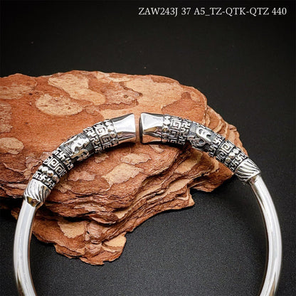 Chinese style golden hoop sterling silver bracelet - jewelry - weilin.com