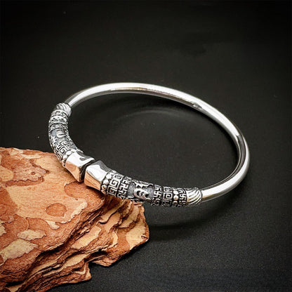Chinese style golden hoop sterling silver bracelet - jewelry - weilin.com