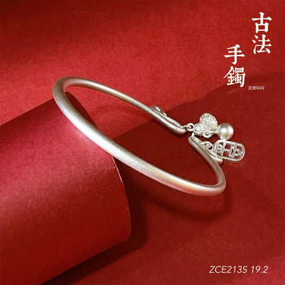 Chinese style gourd bell sterling silver bracelet - jewelry - weilin.com