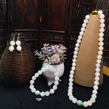 Chinese style Hetian jade sea pattern stone set - jewelry - weilin.com