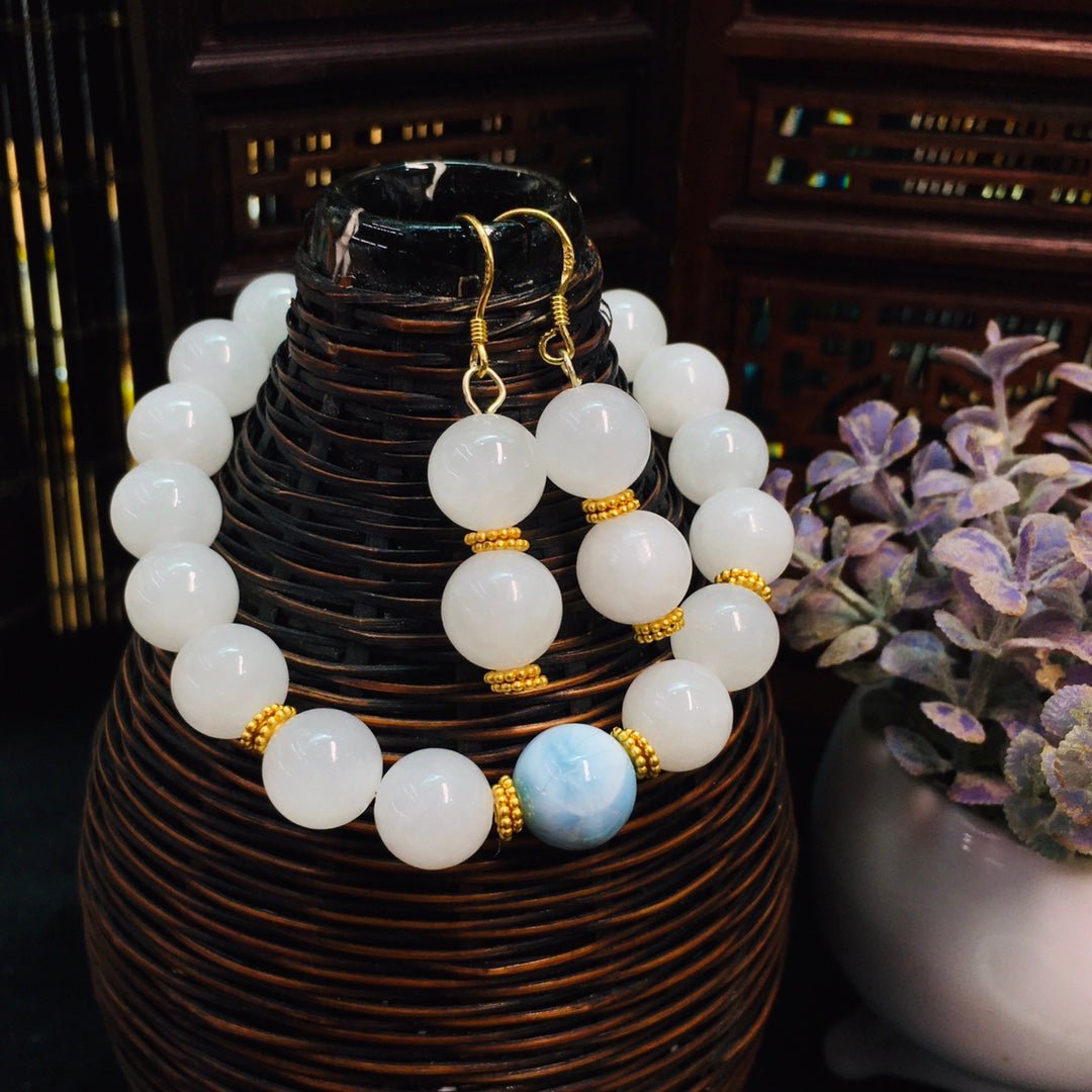 Chinese style Hetian jade sea pattern stone set - jewelry - weilin.com