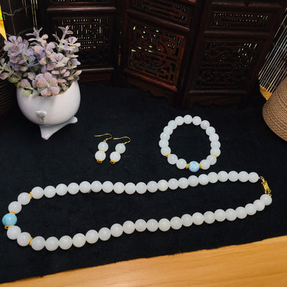 Chinese style Hetian jade sea pattern stone set - jewelry - weilin.com