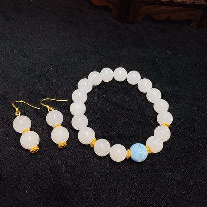Chinese style Hetian jade sea pattern stone set - jewelry - weilin.com