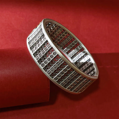 Chinese style hollow filigree wide sterling silver bracelet - jewelry - weilin.com