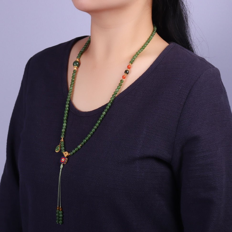 Chinese style jasper 108 beads necklace - jewelry - weilin.com