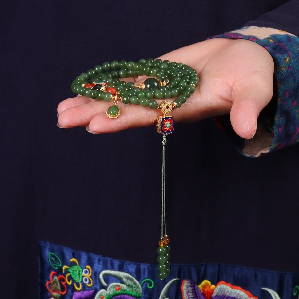 Chinese style jasper 108 beads necklace - jewelry - weilin.com