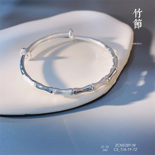 Chinese style knotty sterling silver bracelet - jewelry - weilin.com