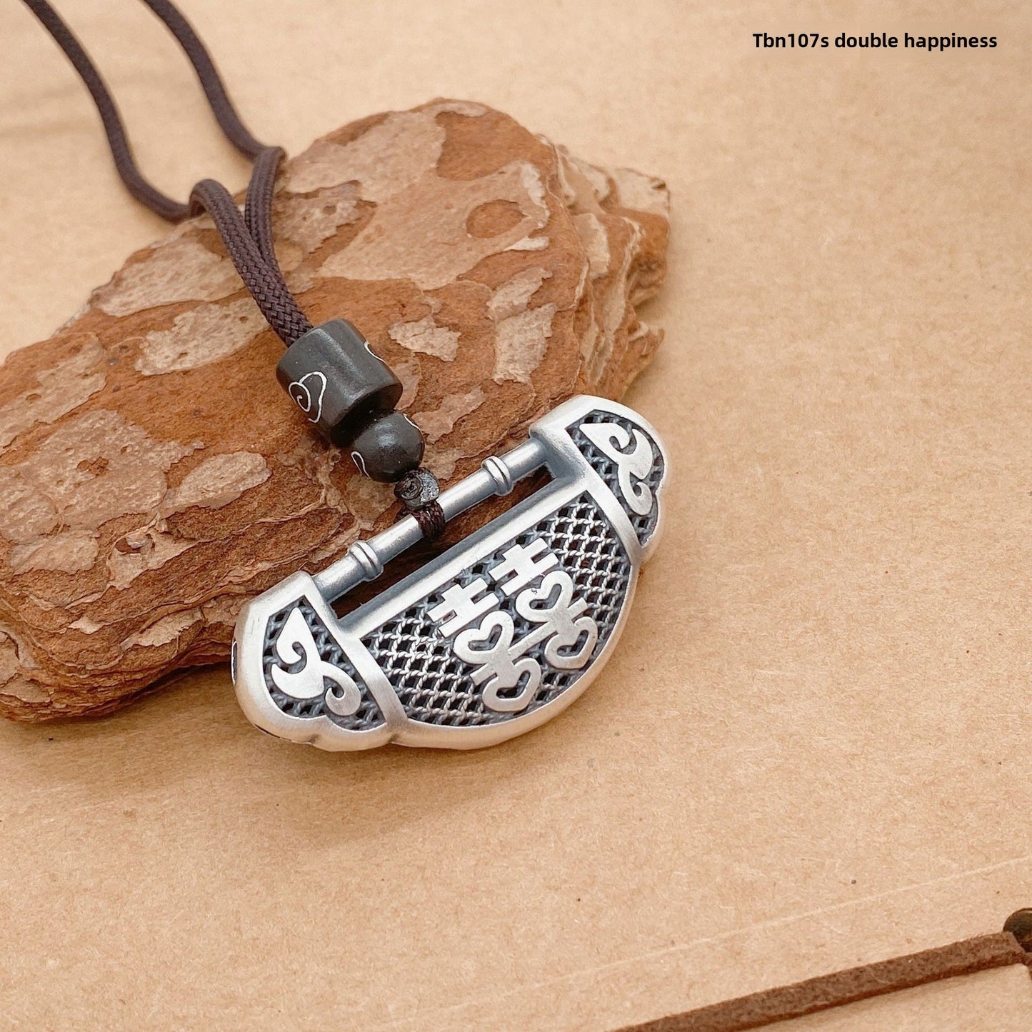 Chinese style longevity lock sterling silver pendant necklace - jewelry - weilin.com