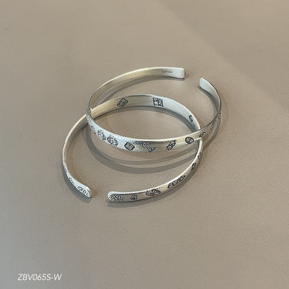 Chinese style lotus auspicious cloud sterling silver bracelet - jewelry - weilin.com