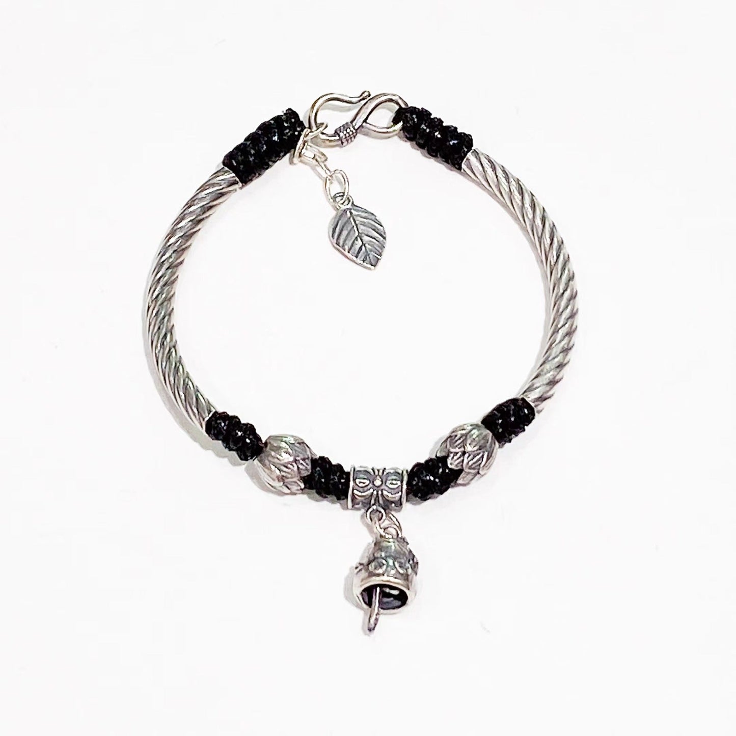 Chinese style lotus cat sterling silver bracelet - jewelry - weilin.com