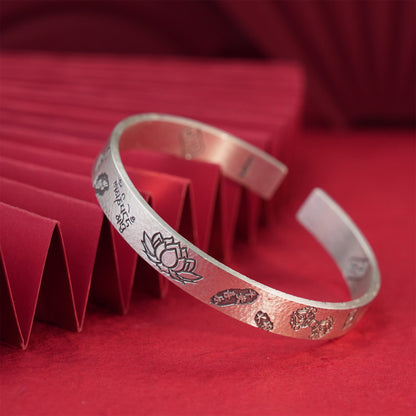 Chinese style lotus conch sterling silver bracelet - jewelry - weilin.com