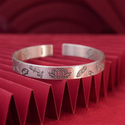 Chinese style lotus conch sterling silver bracelet - jewelry - weilin.com