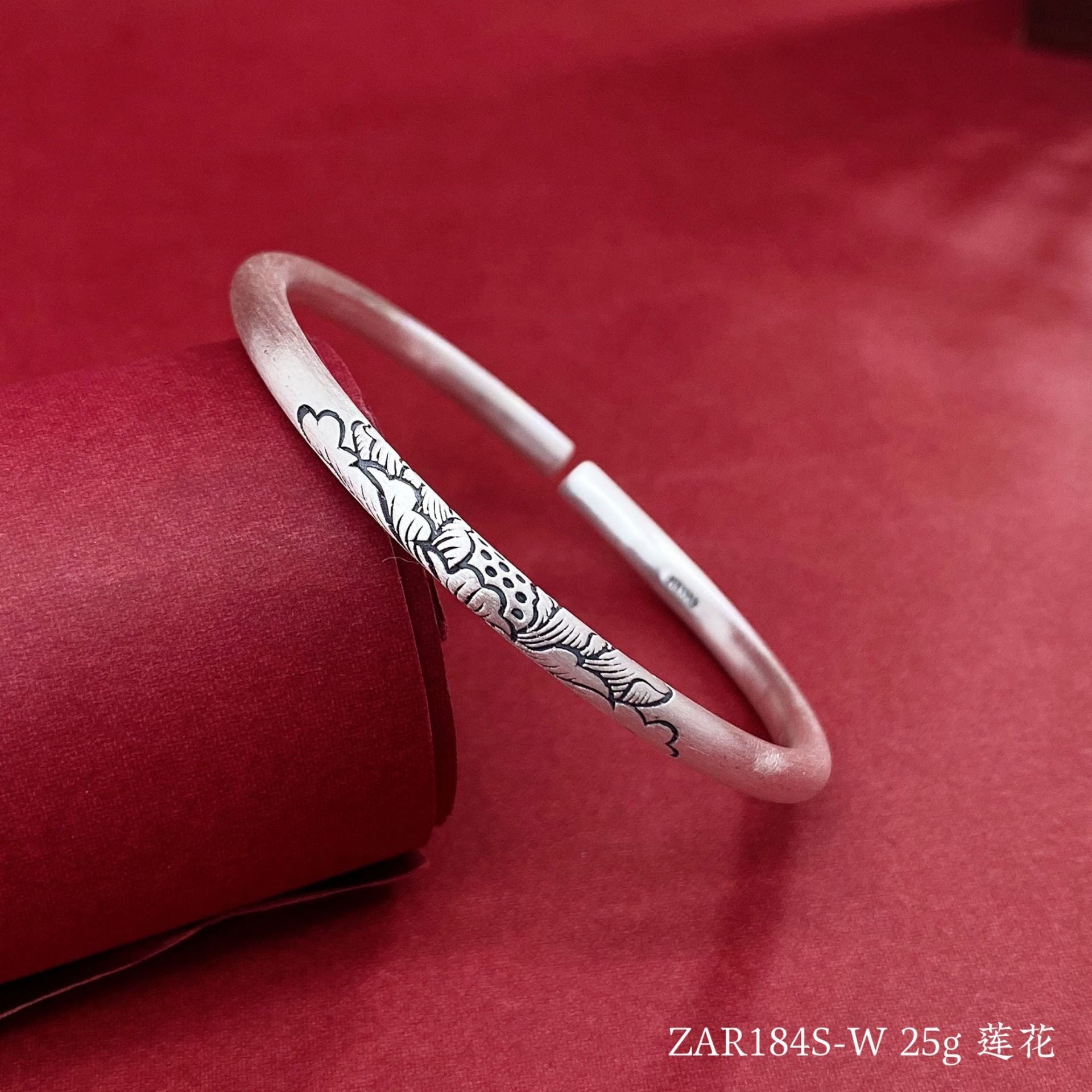Chinese style lotus round stick sterling silver bracelet - jewelry - weilin.com